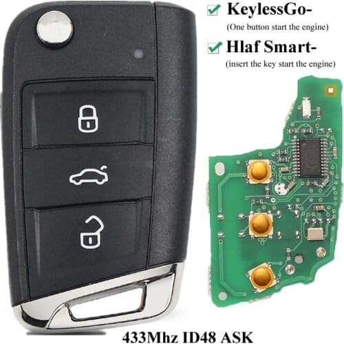 Original MQB Car Keyless Remote Key 434MHz ID48 Chip for VW Skoda Seat Octavia Superb Golf MK7 Jetta Polo Leon Smart Remote Key
