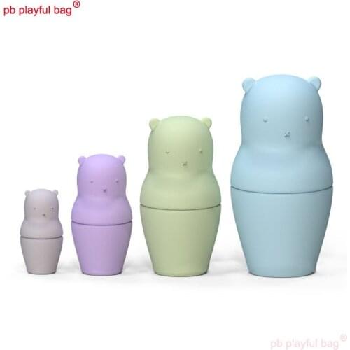 PB Playful Bag Cute Bear Shape Russian Nesting Dolls Silicone Teether Food Grade Material Educational toys for children HG166