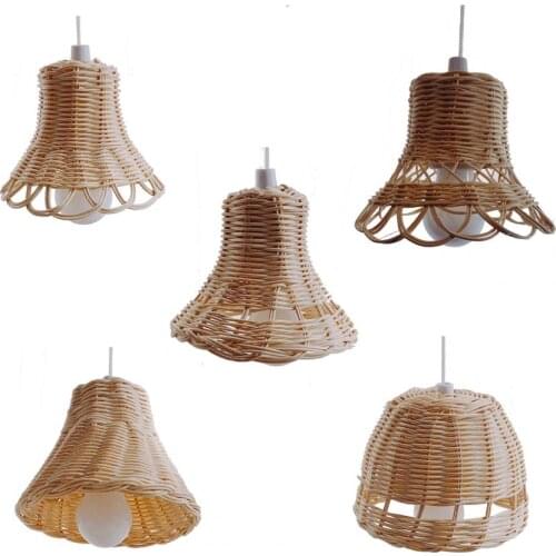 Nordic Rattan Plaited Lampshade Ceiling Lamp Cover Decor for Children Room Decoration Crafts Wind Chimes Hanging Decorations