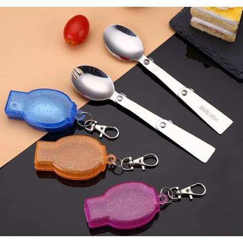 Portable Outdoor Tableware Folding Spork Camping Hiking Cutlery Travel Tableware Picnic Hiking Tools Fork Spoon