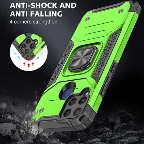 Drop resistance Rugged Case For Realme C15 Armor Fall resistant impact Shock proof Shield Car Magnetic Cover