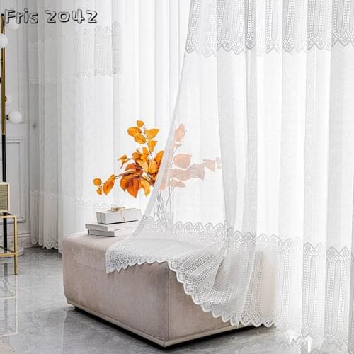 Simple and Modern Partition Curtains Finished Custom White Translucent Curtains for Living Dining Room Bedroom
