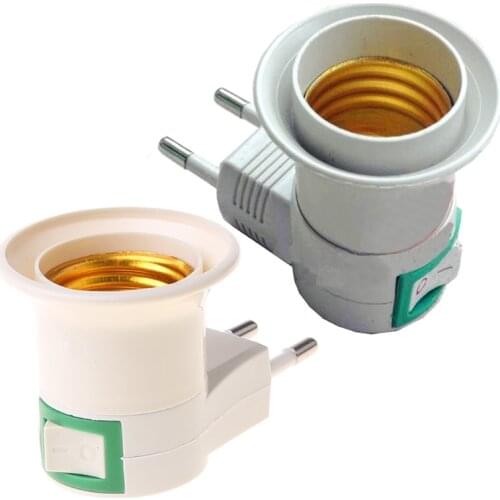 E27 female socket to EU plug adapter with power on-off control switch New