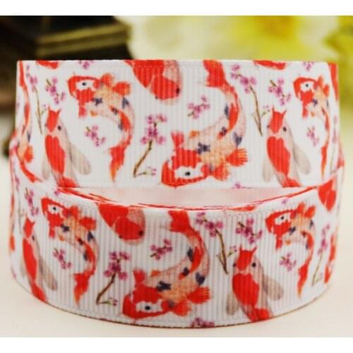 22mm 25mm 38mm 75mm koi Cartoon printed Grosgrain Ribbon party decoration 10 Yards X-03235