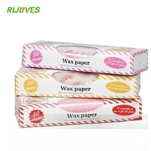 RLJLIVES 50 pcs/set Food Packing Paper Waterproof Food Wax Paper Cake Cookie Macaron Greaseproof Baking Sheet Packaging Paper