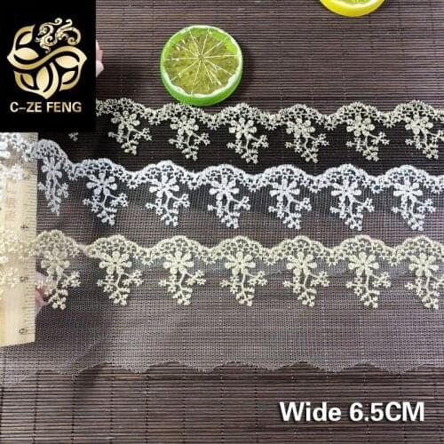 6.5CM Luxury Black silver gold Golden Thread Mesh Embroidery Lace Fabric Ribbon Trims Edge Decorated DIY Lace For Needlework