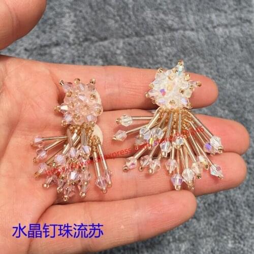 Pink crystal beads tassel AB crystal beaded fringes for clothes accessory DIY hand crafts beaded garment trims shoes bag flower