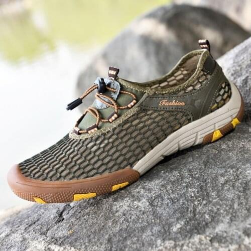 Mens Sandals Summer Breathable Mesh Casual Slip-On Shoes Lightweight Comfortable Soft Sole Outdoor Beach Walking Sandals