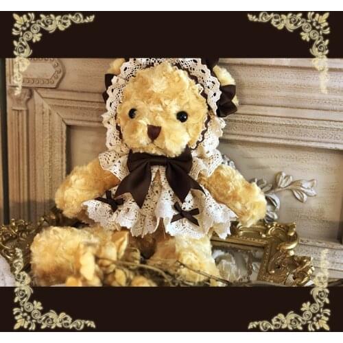 Cute Lolita Girl Biscuit Bear Plush Hangbag Shoulder Bag Small Purse Bag Pearl Strap Little Bag