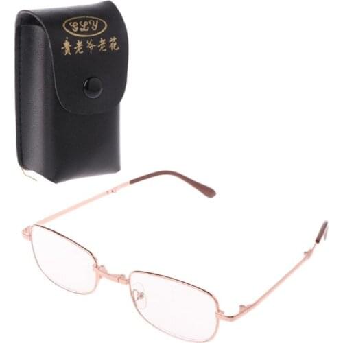 1pc Folding Metal Reading Glasses +1.0 1.5 2.0 2.5 3.0 3.5 4.0 Diopter With Case