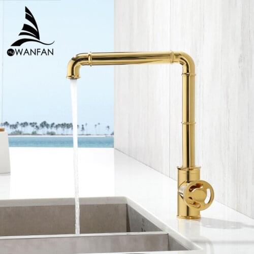 Kitchen Faucets Retro Industrial Style Matte Black Brass Crane Bathroom Faucets Hot and Cold Water Mixer Tap torneira WF-20B05K