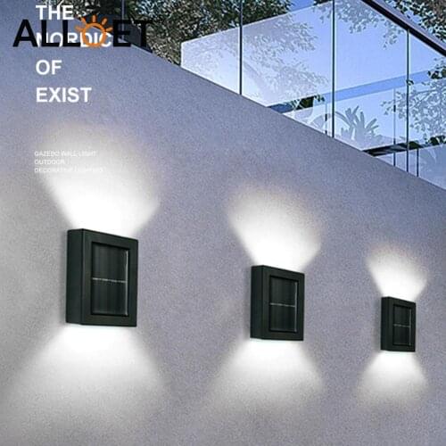 2pcs Intelligent LED Solar Light Outdoor Wall Lamp for Garden Yard Decor White /Warm Light ABS plastic + PC Black Shel