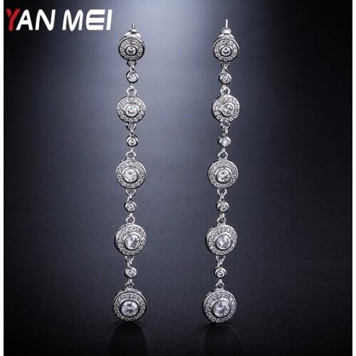 YANMEI Rhinestone Dangle Earrings For Women Circle Round Earring Jewelry Accessories YME8080