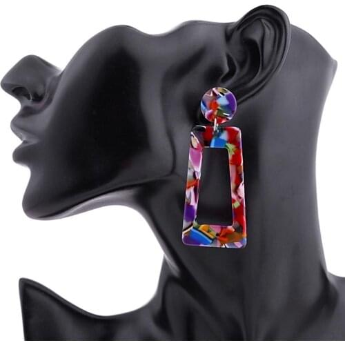 Geometric Acrylic Drop Earrings For Women Fashion Long Leopard Earrings Jewelry Statement Camouflage Design Earring 2020 kolczy