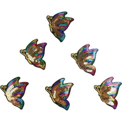 10pcs Sequined Butterfly Patch DIY Glitter Animal Stickers Sewing Fabric Appliques Sewing Jeans Coats Dress Bags Shirts Badge