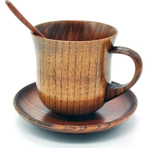 3Pcs/Set Wooden Cup Saucer Spoon Set Coffee Tea Tools Accessories