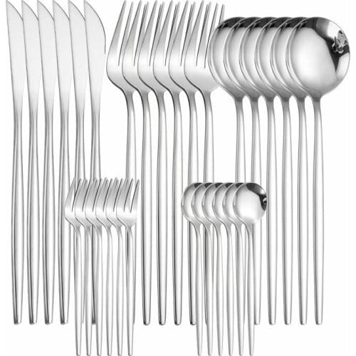 30Pcs Silverware Tableware Kitchen Stainless Steel Cutlery Set Luxury Dinnerware Set High Quality Complete Dinner Set Flatware