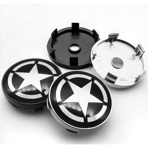 4Pcs 60MM Pentagram sign Car Wheel Center Hub Caps Logo Rim Caps Emblem Covers Sticker For AUDI FORD HONDA KIA JEEP Car Styling