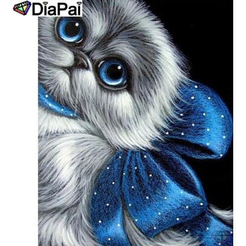 DIAPAI Diy 5d Diamond Painting "Animal cat" Cross Stitch Square Round Diamond Embroidery Handwork Rhinestone Art A25748