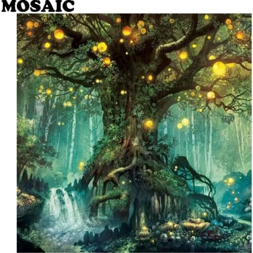 3D Mosaic Pattern Diamond Embroidery sale DIY "light tree"Diamond Painting Cross Stitch Full Drill Rhinestone Painting Decor