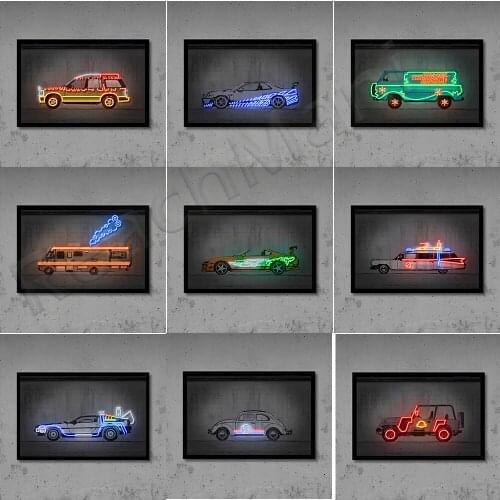 Car Art Printing Neon Poster Back to the Future Street Modern Canvas Painting Abstract Wall Living Room Nordic Home Decor