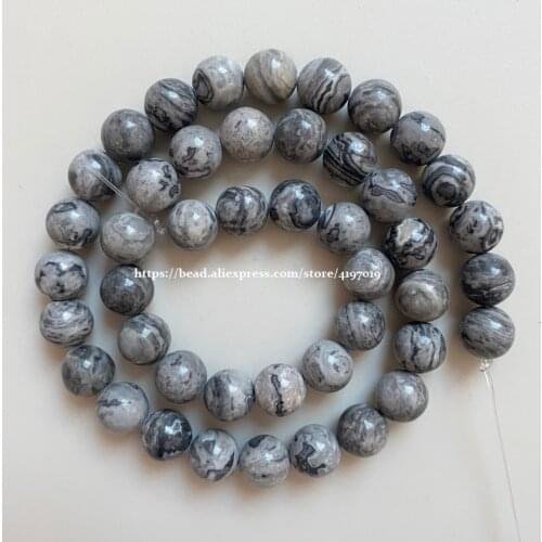 Free Shipping Natural Stone Map Jaspers Round Beads 15" Strand 4 6 8 10 12MM Pick Size For Jewelry Making No.AB45