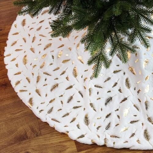 Christmas Tree Decor Bronzing feather White Christmas Tree Skirt Fur Skirt For Xmas Decorations Xmas Christmas Gift 2021
