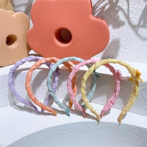 2021 New Korean Sweet Girl Princess Bow Hair Accessories Fashion Childrens Fresh Simple Yarn Woven Hairband Headwear