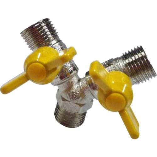 Two Way Gas Hose Tube Connector Spillter Control Valve Adapter Gas Pipe
