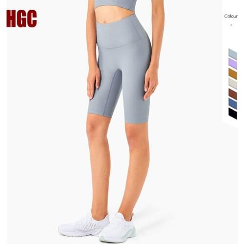 HGC Gym Leggings Women Naked-feel High Waist Sports Bermuda Short Fitness Joggers NO Front Seam Running Elastic Yoga Bottoms
