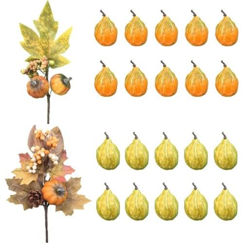 Berry Cuttings Simulation Pumpkin Maple Leaf Artificial Plants Flower Desktop Office 22pcs BRANCH Easte Wedding Home Bundles