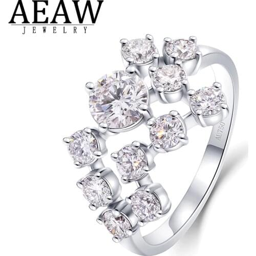 1.5ctw 5mm Round Excellent DE Color Moissanite Engagement Ring Solid Real 18k White Gold for Women Test Positive