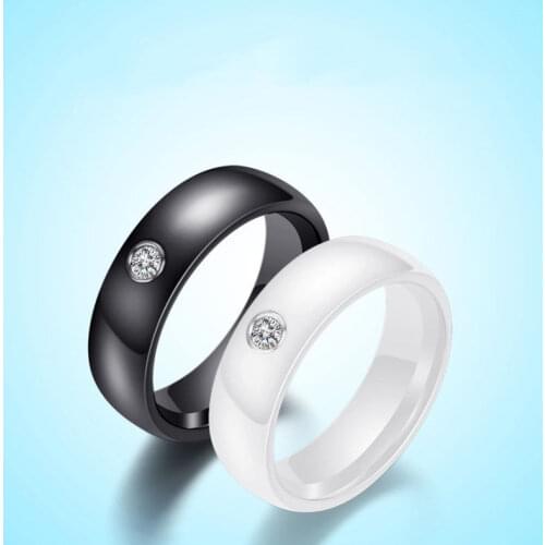 Ring Ceramics 6mm Fashion Exquisite Rhinestone Ceramic Ring for Women Plus One Big Crystal Wedding Female Teen Ring Jewelry