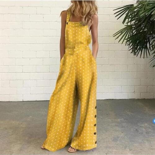 Jumpsuit Women Rompers Summer Sexy Printed Sleeveless Wide Leg Overalls For Women Suspenders Pantalon Playsuit Plus Size