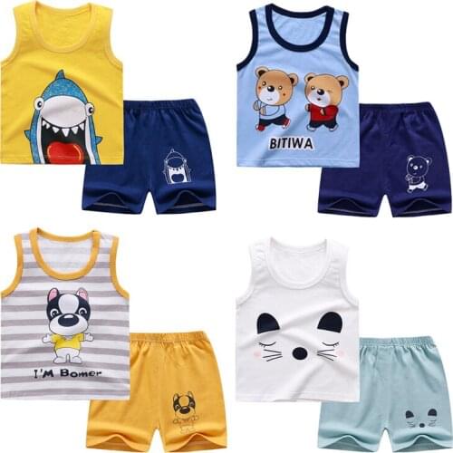Two piece set baby boy sleeveless tops vest shorts pants infant tracksuit outfit infant boy clothing sets summer clothes cotton