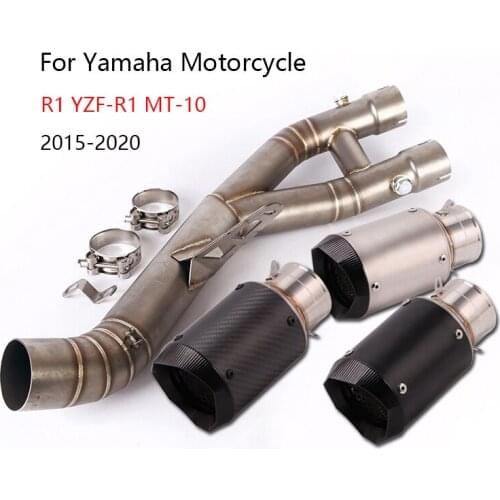 For Yamaha YZF-R1 R1 MT-10 2015-2020 Exhaust Set Motorcycle Mid Link Pipe Slip On 60.5mm Mufflers No DB Killer Escape 180mm