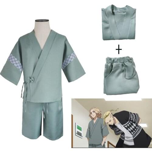 Japanese Anime Tokyo Revengers Cosplay Costume Ken Ryuguji Manjiro Sano Kimono Trench Top Pants Belt Halloween Uniform Outfits