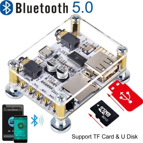 JINSERTA Bluetooth 5.0 Audio Receiver Module Wired Speaker Transmitter Support U Disk TF Card Music Play 3.5mm AUX Player