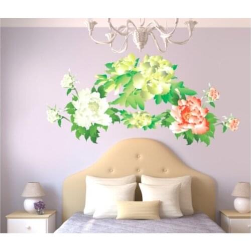 Peony wall home wall stickers can remove PVC transparent film on the wall