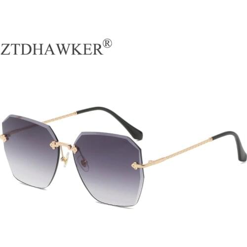 2021 New Fashion Metal Frameless Cut Edge Sunglasses Womens Fashion Street Photo Ocean Piece Sexy Glasses UV400