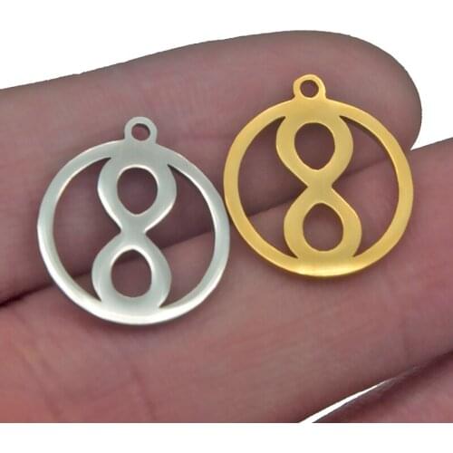 5pcs/lot Infinite Symbol Shape 8 Pendant Charms Mirror Polished Stainless Steel DIY Necklace Earrings Jewelry Making Wholesale