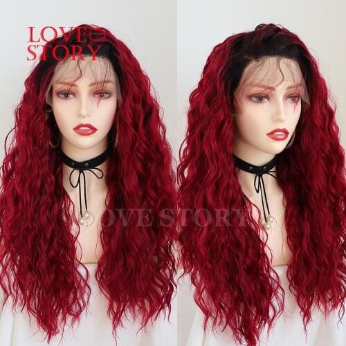 Lovestory Two Tone Ombre Synthetic Lace Front Wig Loose Curly Heat Resistant Synthetic Hair Wigs