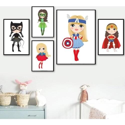 Marvel Cartoon Superhero Canvas Posters Classic Superhero Character Wall Art Painting Nordic Decoration Pictures Girls Kids Gift