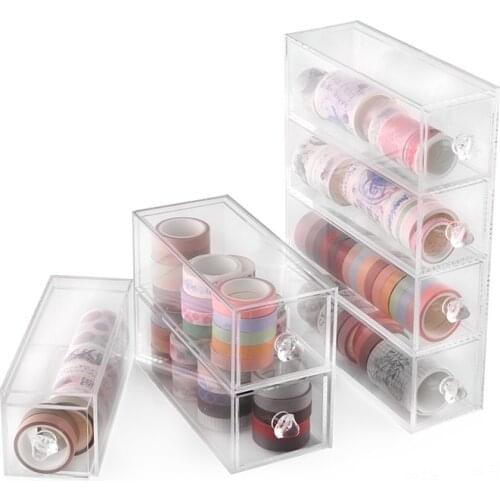 Clear Acrylic Makeup Organizer Storage Box Portable Make Up storage drawer Glasses pen tape Cosmetic Lipstick Holder display box