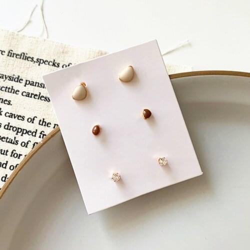 Geometric Earring Korean Drop Glaze Stud Earrings For Women Girls Fashion Irregular Earrings Boucle D'oreille Gift 3 pairs/set