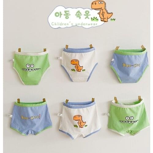 3Pcs/Lot New Arrive Boys Underwear Cartoon Dinosaur Printing Panties Kids Brief Soft Childrens Triangle Thorts And Boxes Cotton