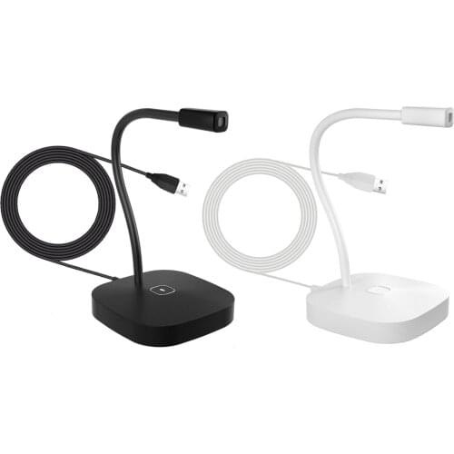 USB Computer Microphone 360 Gooseneck Design with Mute Button LED Indicator Touch Switch for Recording Gaming Teaching Games