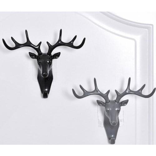 Black/Gery/White Antler Shaped Home Hook Wall Rack Hanging Creative Personalized Deer Head Key Storage Living Room Aisle Shelf