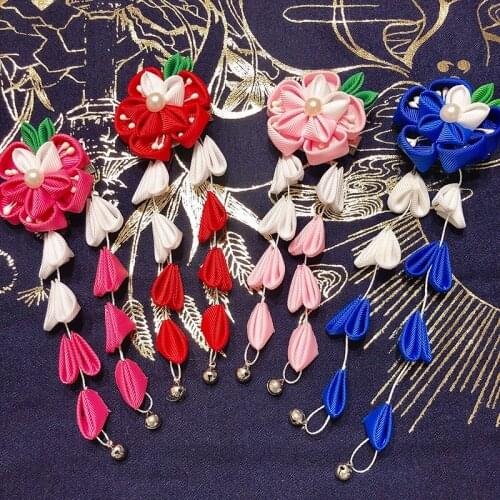 Japan Style Headwear Flowers Bells Hair Accessories Geisha Hairpin Ornaments Kimonos Hanfu Cosplay