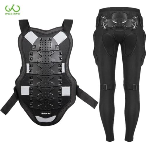 WOSAWE Adult Sleeveless Motorcycle Armor Jacket Pants Hip Chest Knee Protection Racing Vest Armor MTB Motocross Elbowpads Suit
